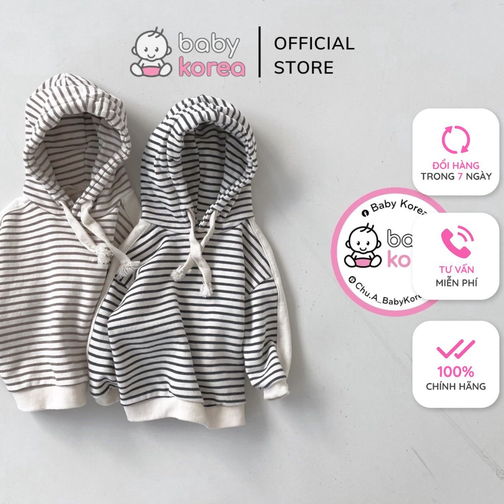 Áo nỉ hoodie kẻ thu đông BELLA made in Korea cho bé trai và bé gái từ 6-20kg thời trang trẻ em BABYKOREA