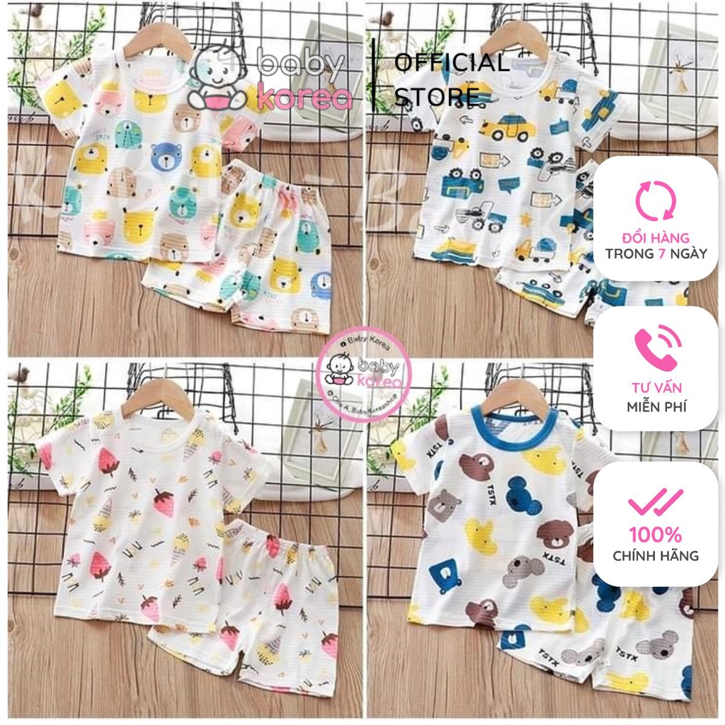 Đồ bộ cotton giấy cộc tay cho bé trai bé gái mềm mát nhẹ siêu mát made in Korea 2023 cho bé thời trang trẻ em BABY KOREA