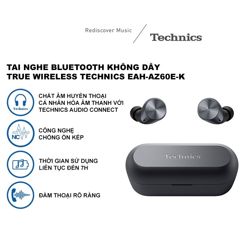 Tai nghe Bluetooth Không dây True Wireless Technics EAH-AZ60E-K - màu đen-Chính hãng