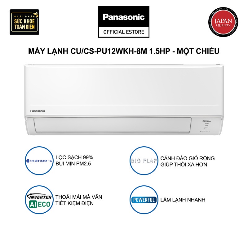 Máy lạnh Panasonic CU/CS-PU12WKH-8M - Một chiều - Inverter tiêu chuẩn