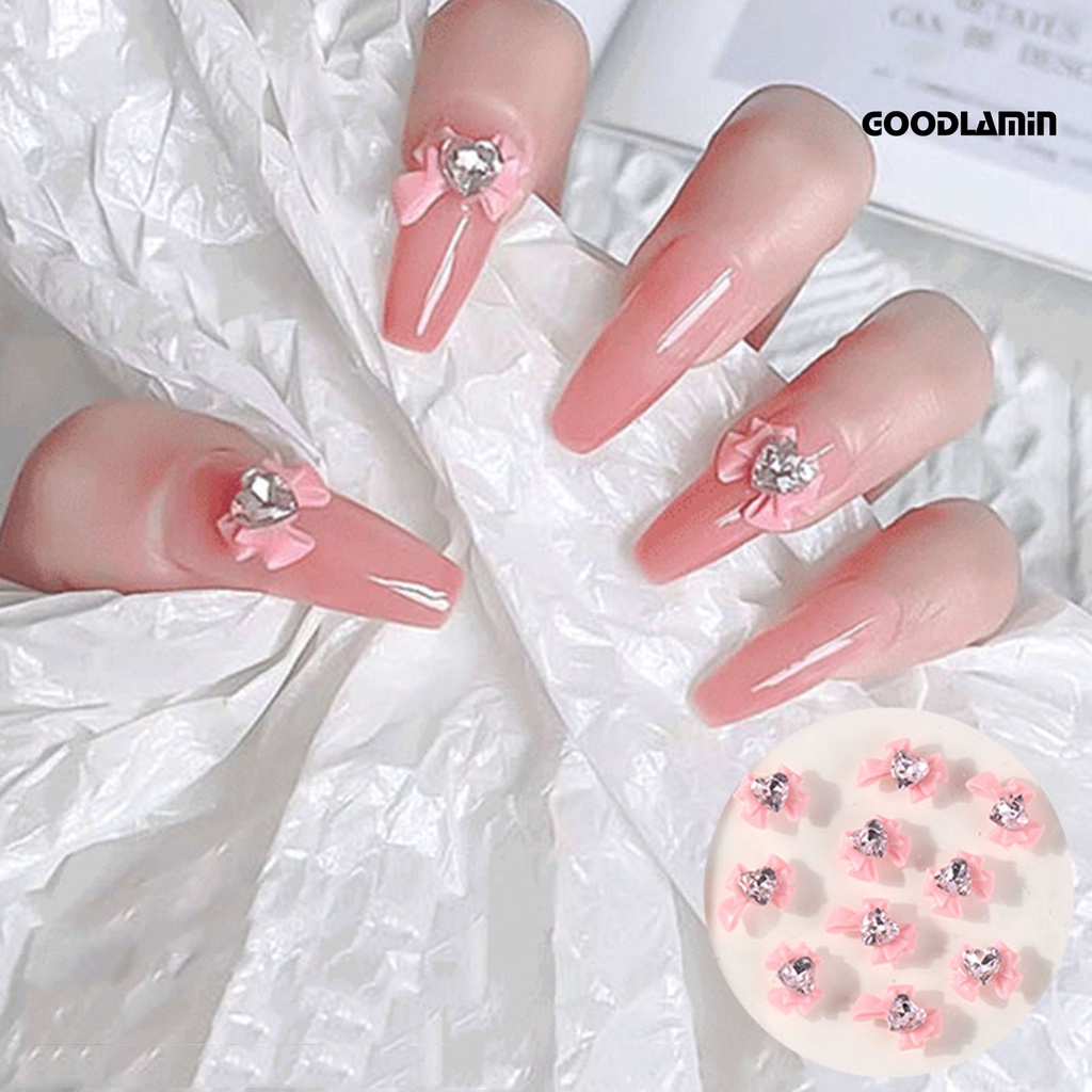 Set 10 Phụ Kiện Trang Trí Móng Tay 3D Đính Đá Xinh Xắn