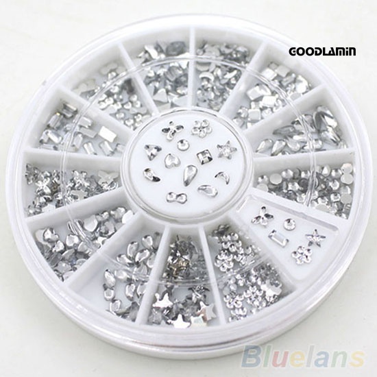 Hộp Phụ Kiện Đính Trang Trí Móng Nghệ Thuật Hình Hoa / Ngôi Sao / Trái Tim Lấp Lánh