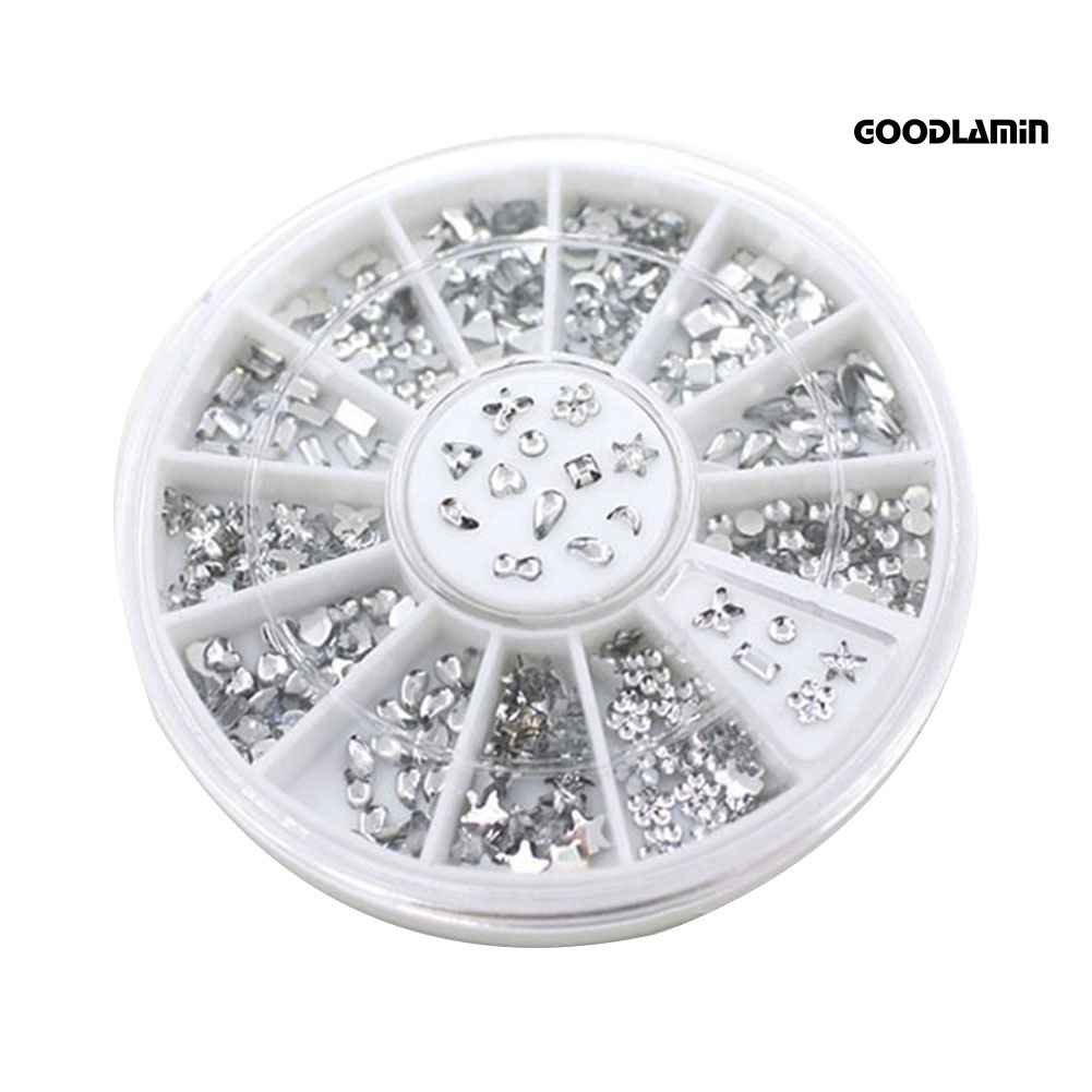 Hộp Phụ Kiện Đính Trang Trí Móng Nghệ Thuật Hình Hoa / Ngôi Sao / Trái Tim Lấp Lánh