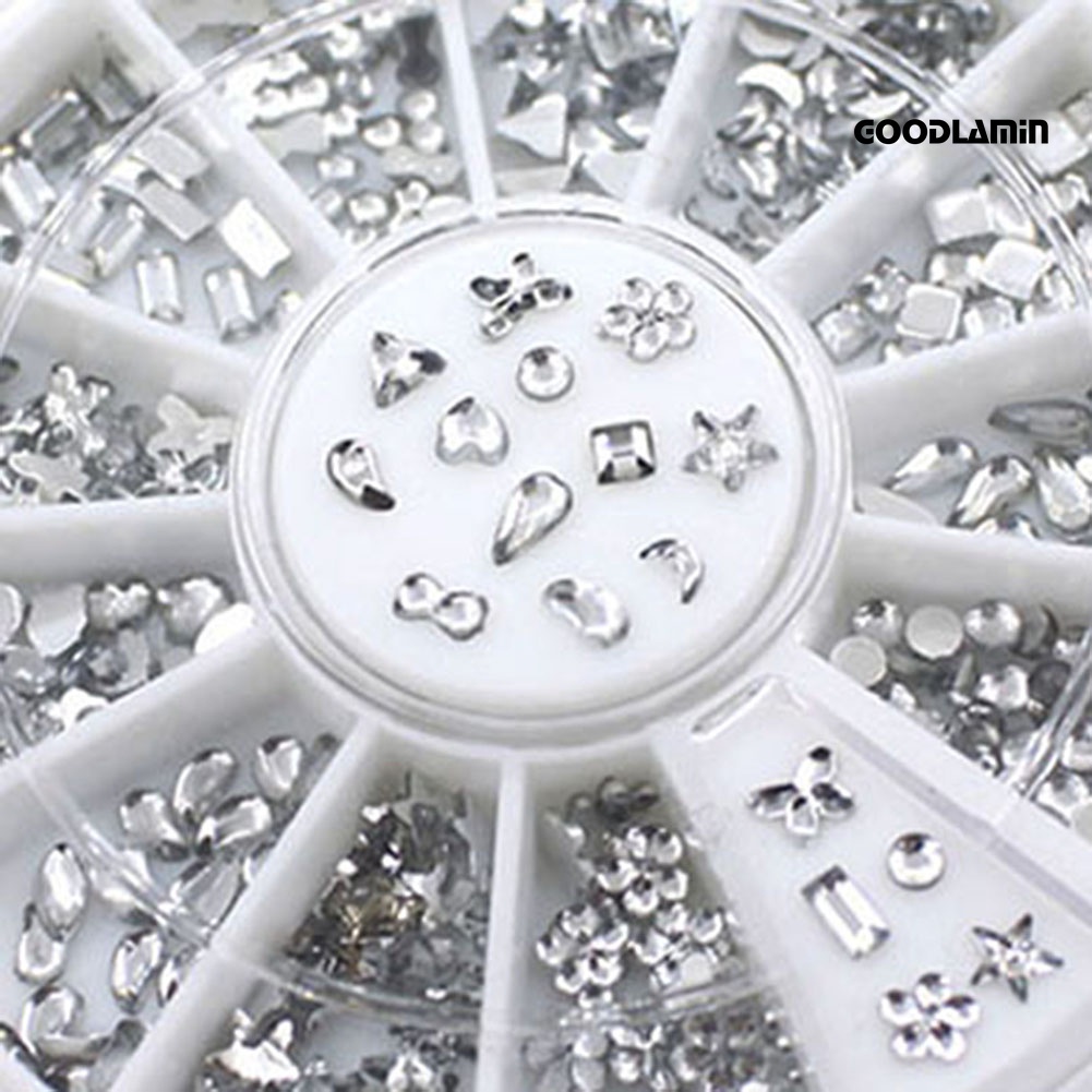 Hộp Phụ Kiện Đính Trang Trí Móng Nghệ Thuật Hình Hoa / Ngôi Sao / Trái Tim Lấp Lánh