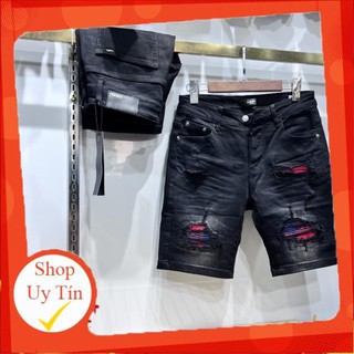 Quần ngố bò loang, quần jeans ngố nam 2022 quần gucci