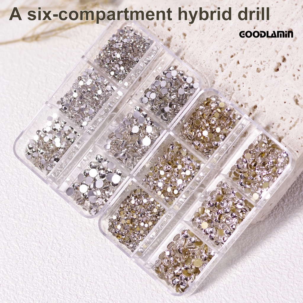 Hộp 1688 Hạt Đá 6 Ngăn Dùng Trang Trí Móng Tay / Kính DIY