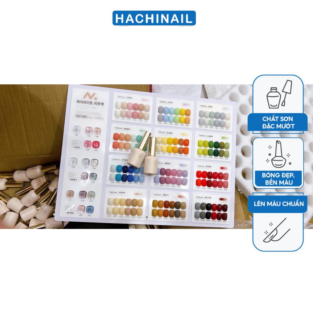 Set sơn 87 màu đủ gel thạch nhũ tặng kèm bảng màu chất sơn đặc mướt tone Hàn Quốc trẻ trung phụ kiện nail Hà Chi