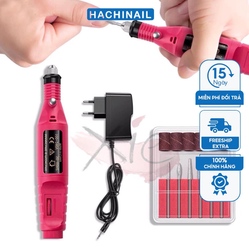 Máy mài móng mini cầm tay 6 chi tiết kèm cục sạc nhỏ gọn tiện lợi chuyên dụng cho dân làm nail - Phụ kiện nail Hà Chi