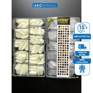 Móng up HSM nhám loại nhọn thang bầu vuông đục trong 500 móng hàng chính hãng form chuẩn đẹp không cần dũa nail Hà Chi