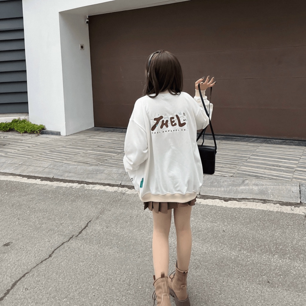 Áo Khoác Cadigan Nữ Vải Nỉ Dày Mịn Phối Viền Túi Vuông In Chữ Kiểu Dáng Trẻ Trung NEW UNISEX