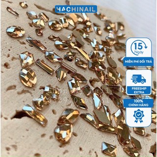  Đá khối chân bằng siêu sáng màu vàng trà mix 100 viên đa dạng kích thước và mẫu mã - Phụ kiện nail Hà Chi 