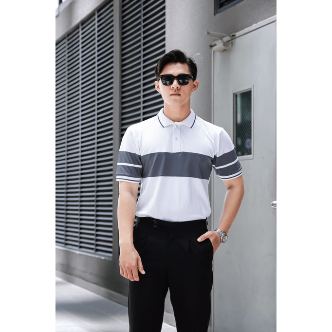 Áo Thun Nam Có Cổ Phối Sọc Ngang Vải Cotton Thấm Hút Mồ Hôi Tốt Form Chuẩn Hàn Quốc NEW UNISEX