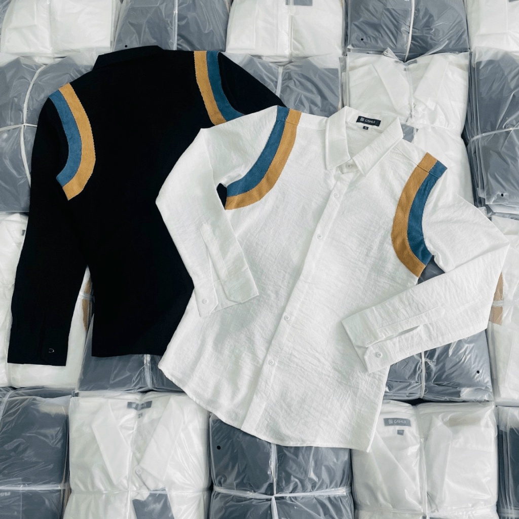 Áo Sơ Mi Nam Nữ tay Dài Vải Đũi Nhẹ Mát Phối Vai Form Chuẩn Hàn Quốc NEW UNISEX