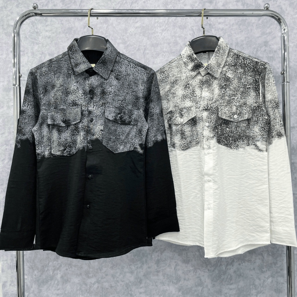 Áo Sơ Mi Nam Tay Dài Vải Đũi Có Túi Ngực , In Loang Màu Form Chuẩn Đẹp NEW UNISEX