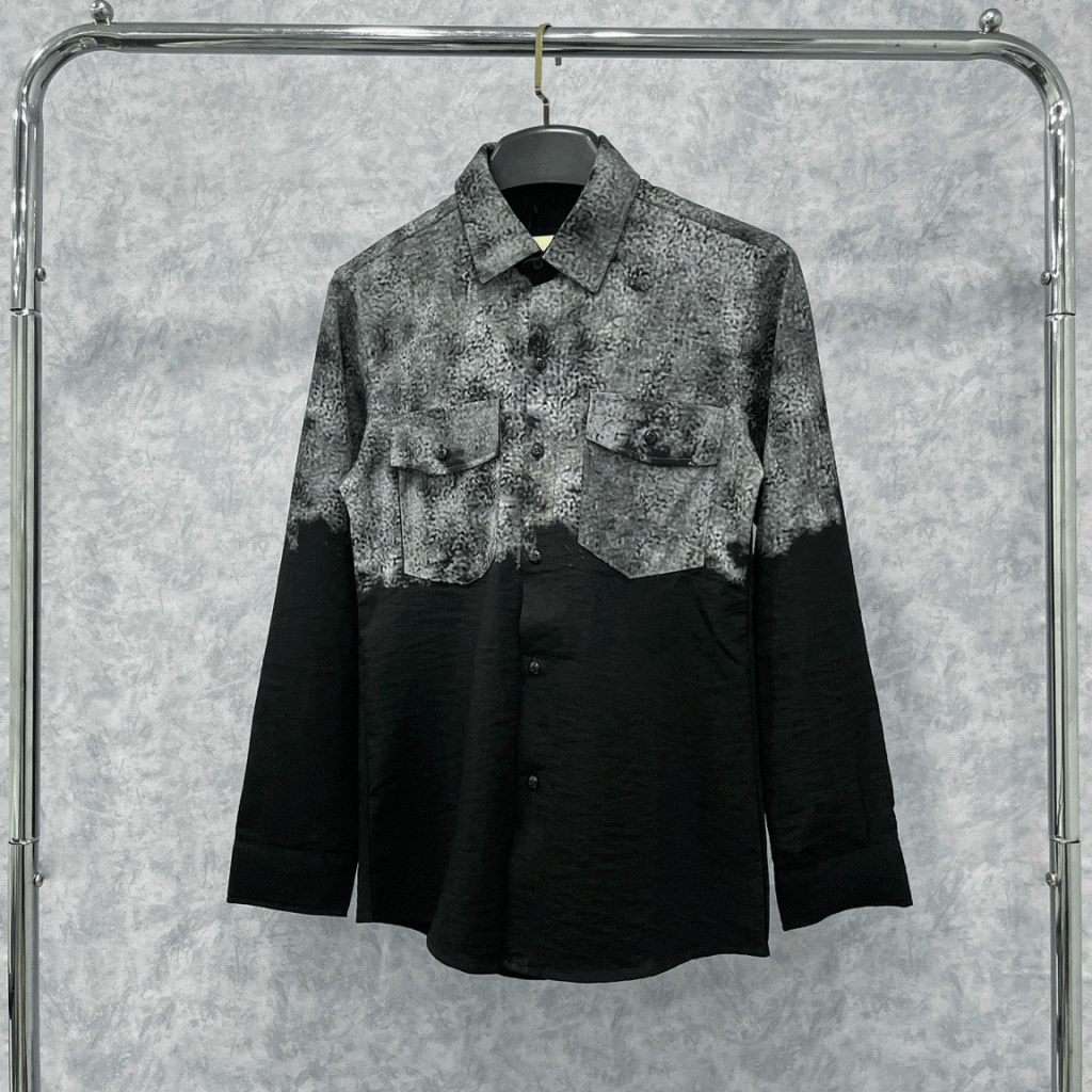 Áo Sơ Mi Nam Tay Dài Vải Đũi Có Túi Ngực , In Loang Màu Form Chuẩn Đẹp NEW UNISEX