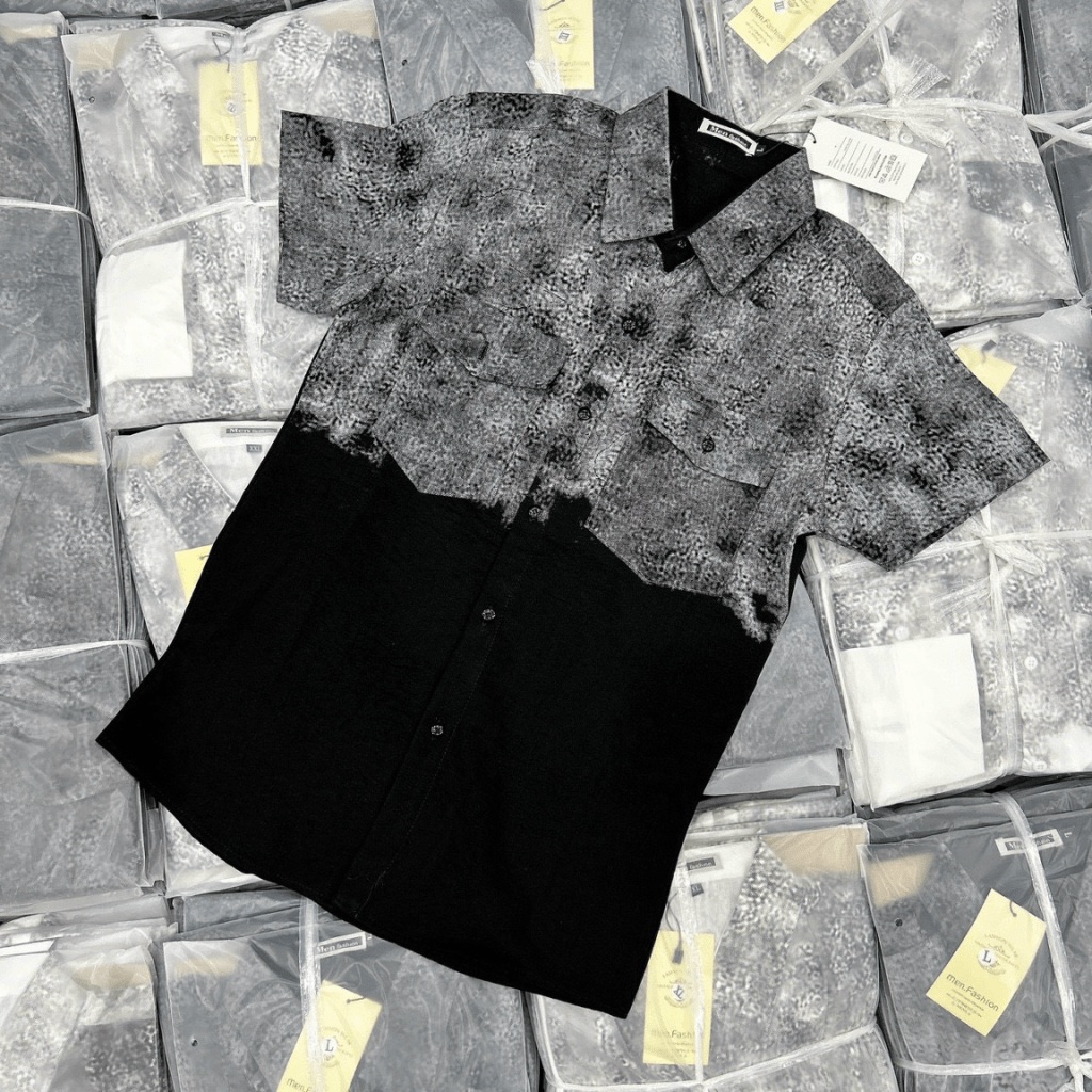 Áo Sơ Mi Nam Ngắn Tay Vải Đũi Loang Màu Có Túi Ngực Form Chuẩn Lịch Lãm NEW UNISEX