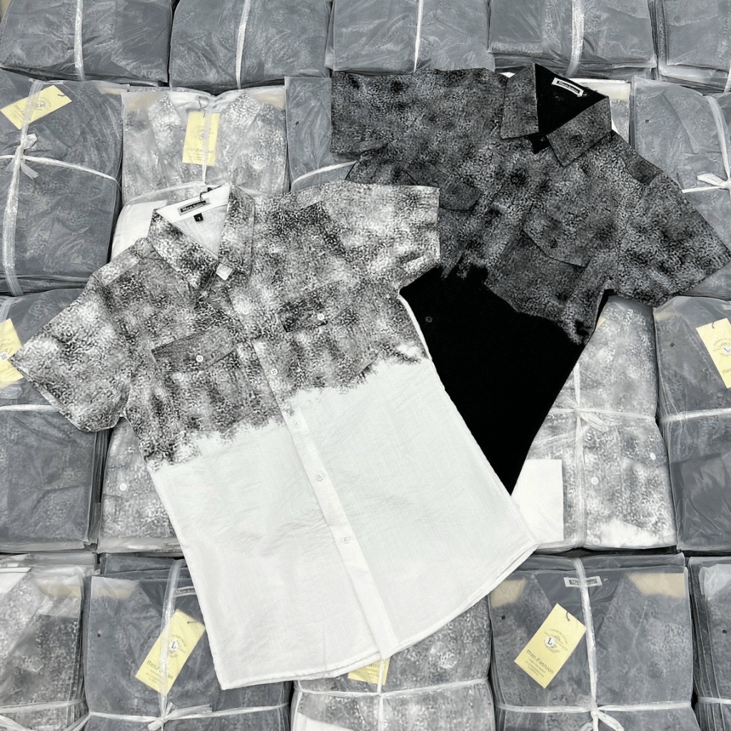 Áo Sơ Mi Nam Ngắn Tay Vải Đũi Loang Màu Có Túi Ngực Form Chuẩn Lịch Lãm NEW UNISEX