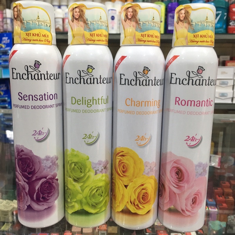 Xịt khử mùi hương nước hoa Enchanteur Delightful 150ml (đủ loại)