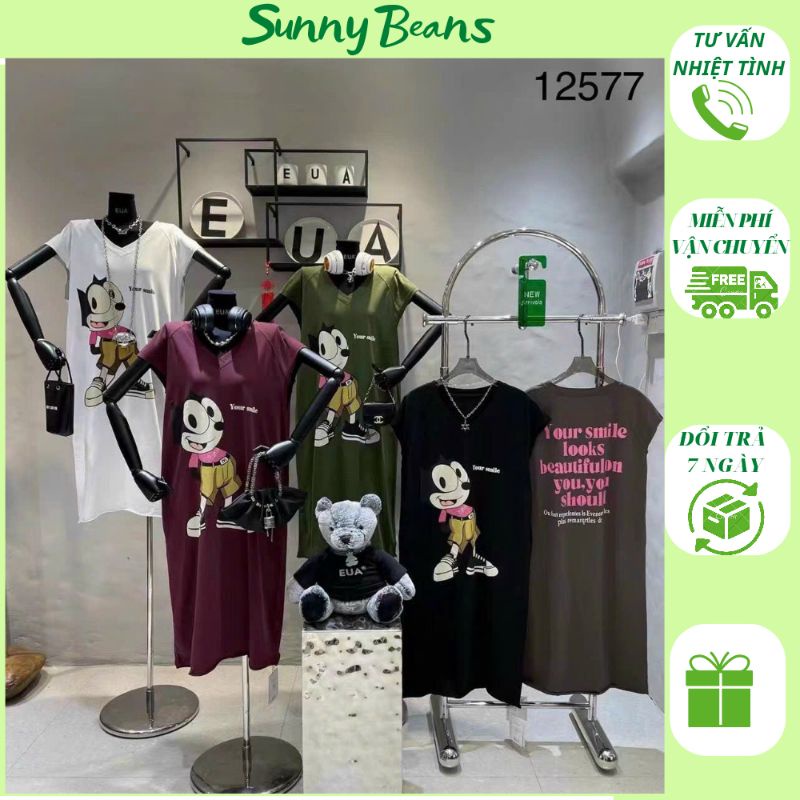 Váy suông đầm suông smilee dáng rộng chất cotton