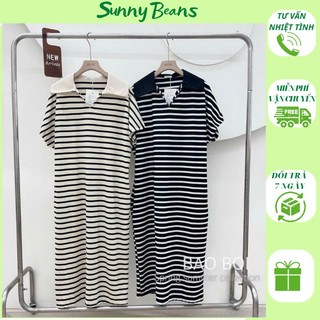 Váy V48 kẻ ngang chất cotton form suông rộng
