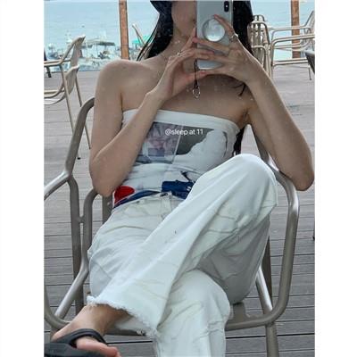 Áo Ống In Họa Tiết Đơn Giản Phong Cách Mới Quyến Rũ Dễ Phối Đồ Cho Nữ