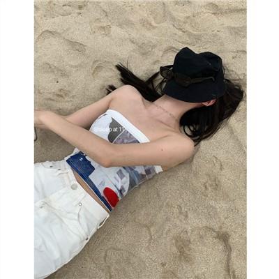 Áo Ống In Họa Tiết Đơn Giản Phong Cách Mới Quyến Rũ Dễ Phối Đồ Cho Nữ