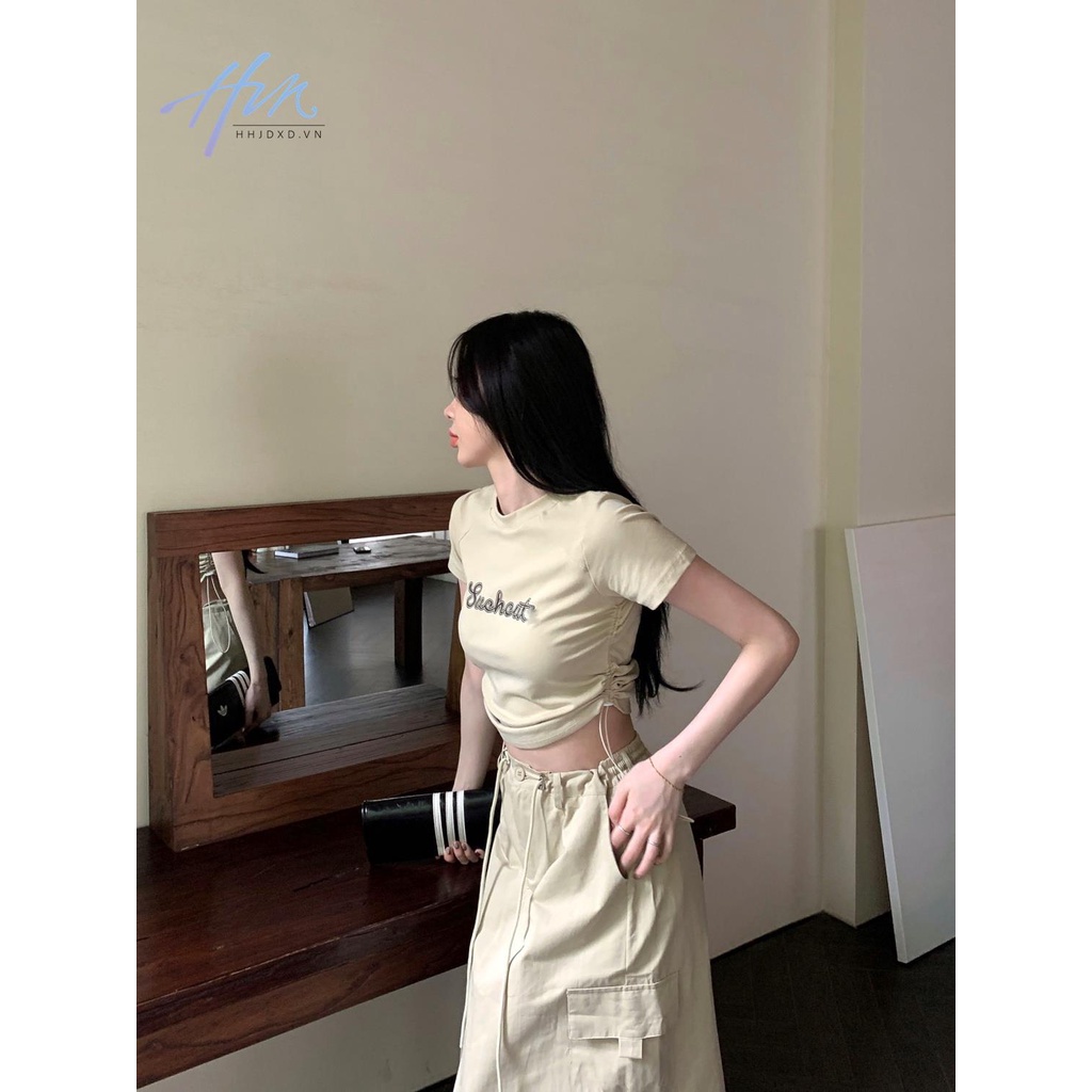 Áo Thun Ngắn Tay Thêu Chữ Phong Cách Retro Thời Trang Mùa Hè Mới Dành Cho Nữ