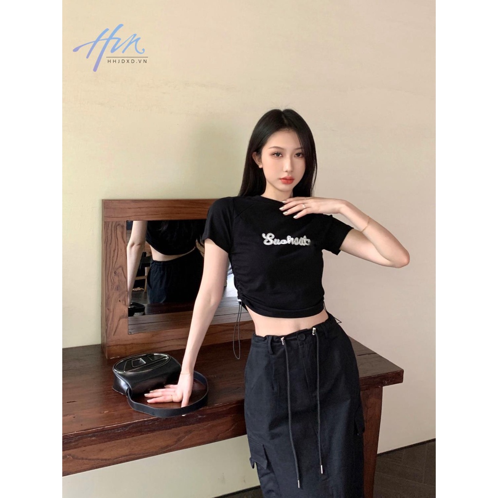 Áo Thun Ngắn Tay Thêu Chữ Phong Cách Retro Thời Trang Mùa Hè Mới Dành Cho Nữ