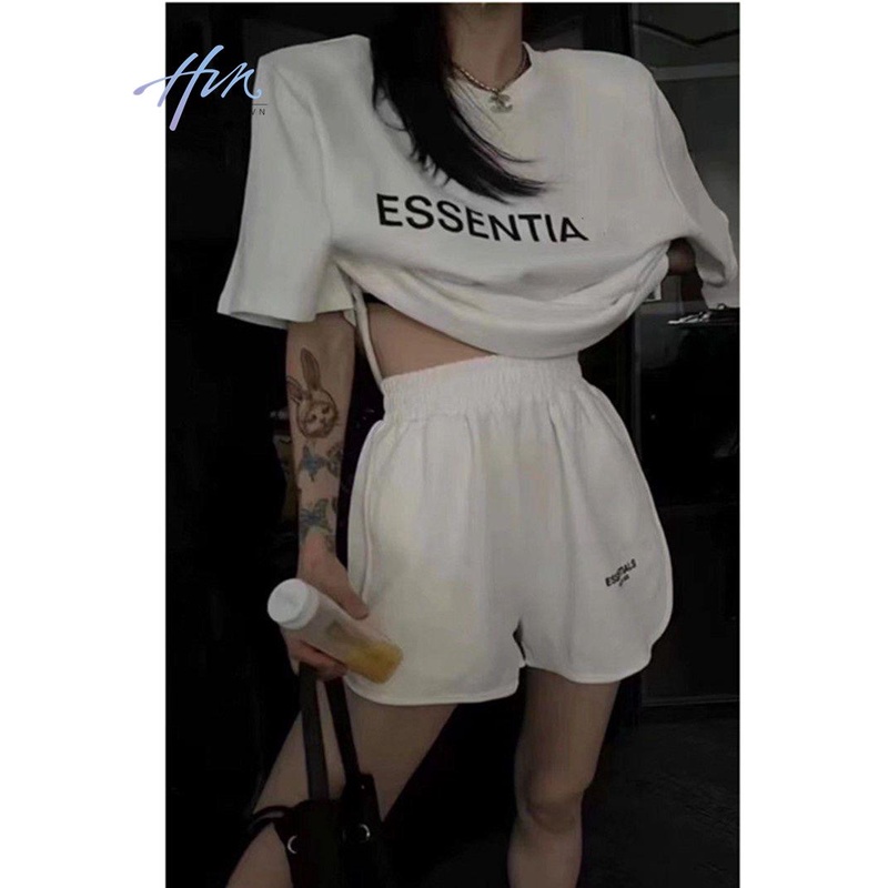 Set Đồ Thể Thao Mùa Hè 2023 Gồm Áo Thun Tay Cộc Đệm Vai + Quần Ngắn In Chữ Phong Cách Mới