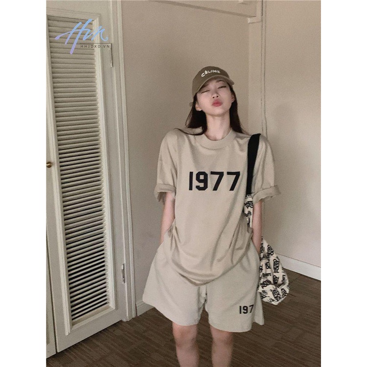 Set Đồ Thể Thao Mùa Hè 2023 Hai Món Gồm Áo Tay Cộc + Quần Ngắn Dáng Rộng In Họa Tiết Hợp Thời