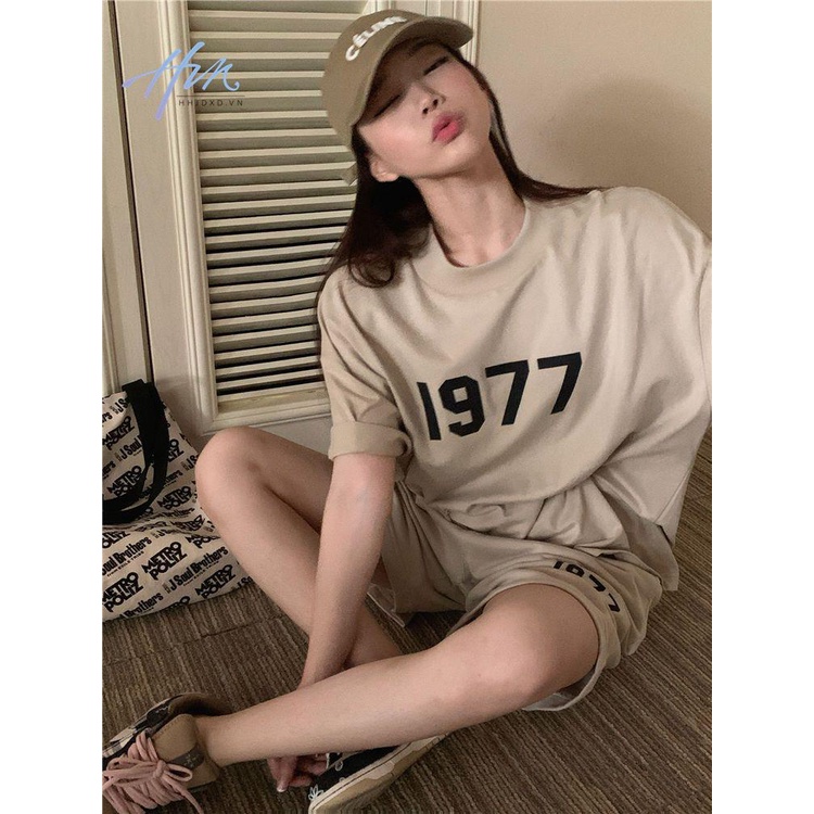 Set Đồ Thể Thao Mùa Hè 2023 Hai Món Gồm Áo Tay Cộc + Quần Ngắn Dáng Rộng In Họa Tiết Hợp Thời