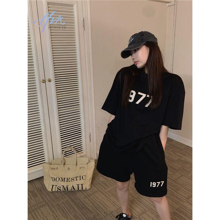 Set Đồ Thể Thao Mùa Hè 2023 Hai Món Gồm Áo Tay Cộc + Quần Ngắn Dáng Rộng In Họa Tiết Hợp Thời