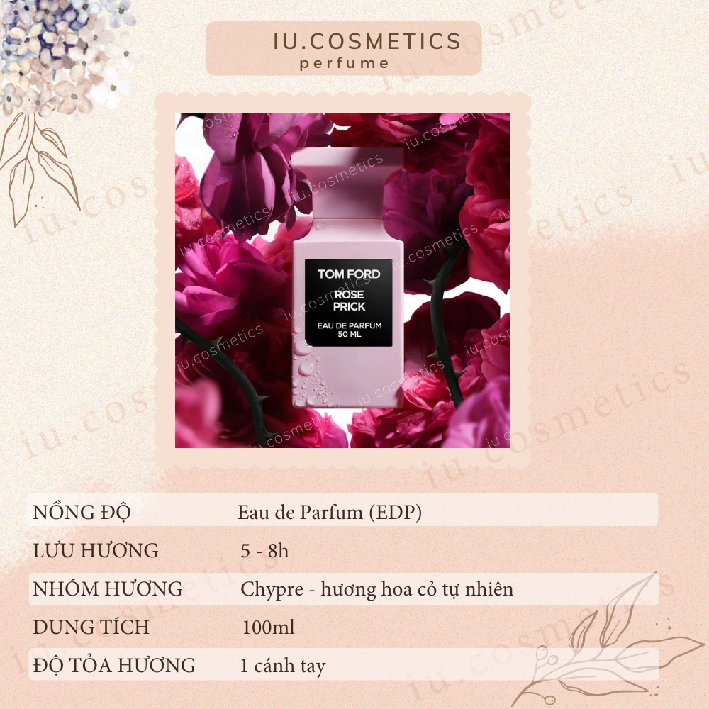 Nước hoa nữ T.F Rose Prick EDP 100ml - Dầu thơm hoa hồng nữ tính kiêu sa lưu hương lâu - Mie Perfume