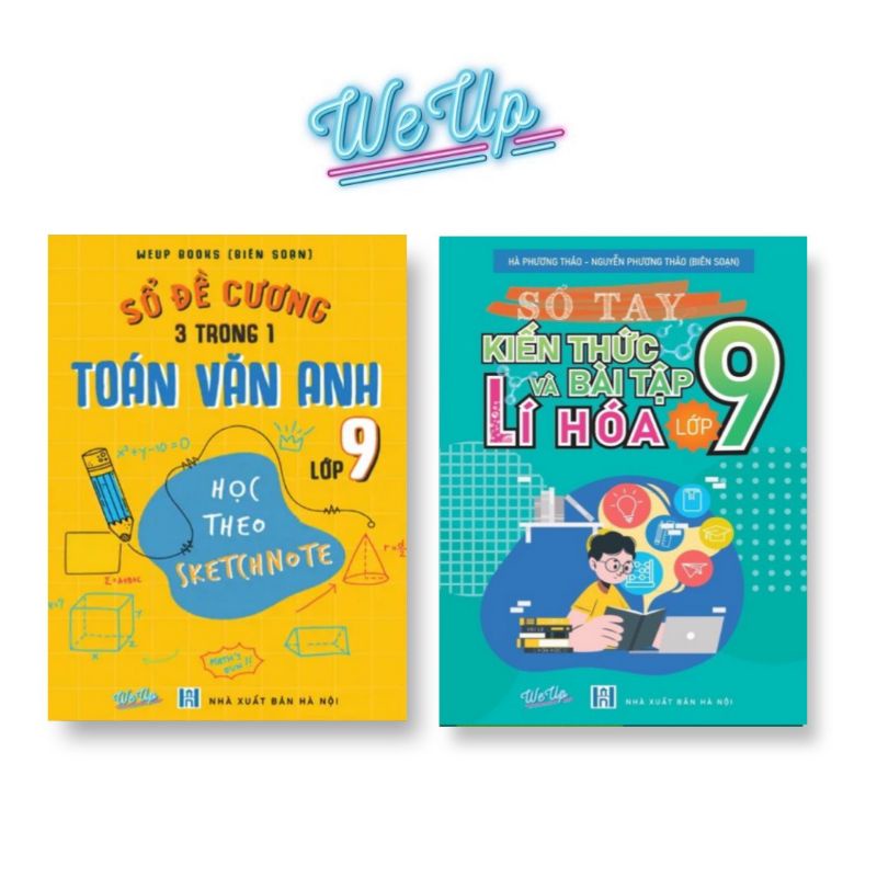 Combo 2 Cuốn Sổ Đề Cương 3 Trong 1 Toán Văn Anh Lớp 9 ( In Màu ) và Sổ Tay Kiến Thức Lí Hoá Lớp 9