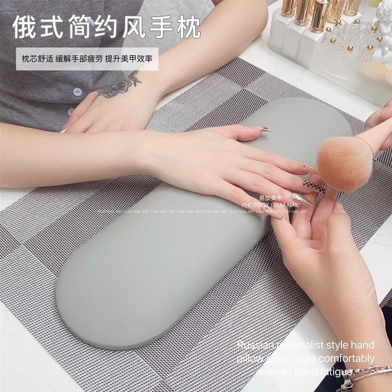Gối kê tay ovan làm nail bằng da cao cấp kèm tấm thảm lưới