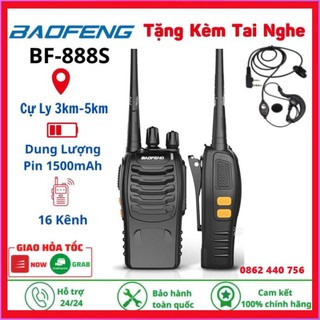 Bộ đàm Baofeng BF-888S tặng kèm tai nghe. Kết nối từ 3km đến 5km, 16 Kênh, âm thanh chất lượng