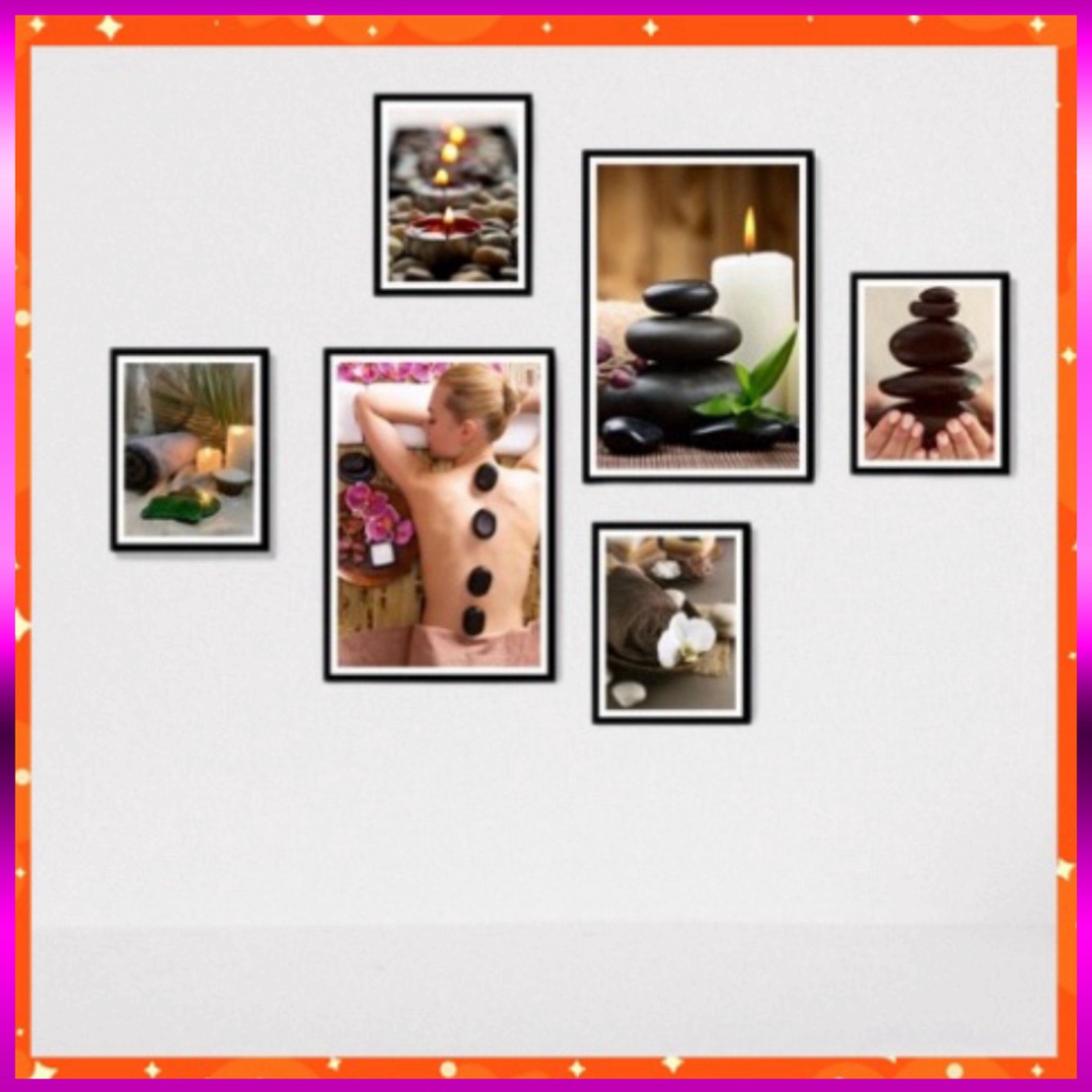 Tranh treo tường tranh treo tường 6 bức tranh trang trí spa, salon tóc, nail, dán tường siêu chắc, tranh treo tường, Can