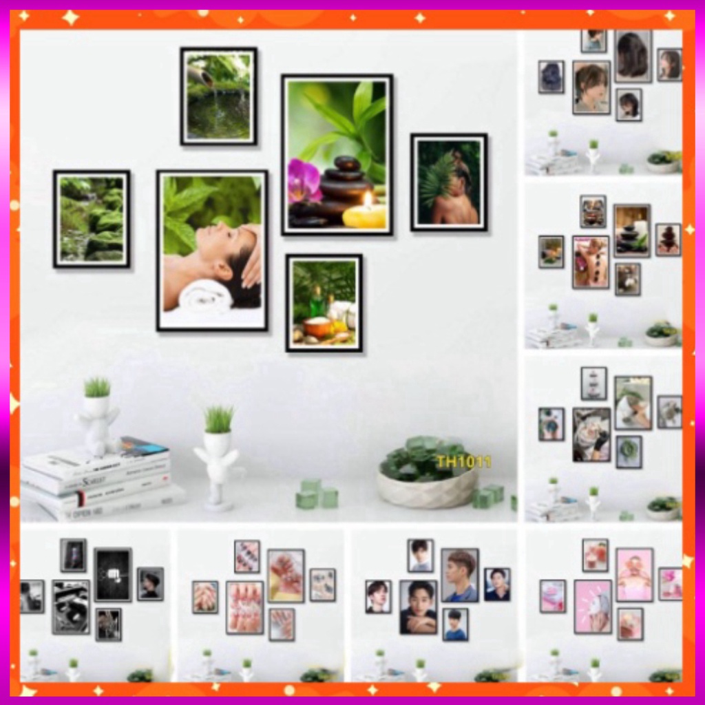 Tranh treo tường tranh treo tường 6 bức tranh trang trí spa, salon tóc, nail, dán tường siêu chắc, tranh treo tường, Can