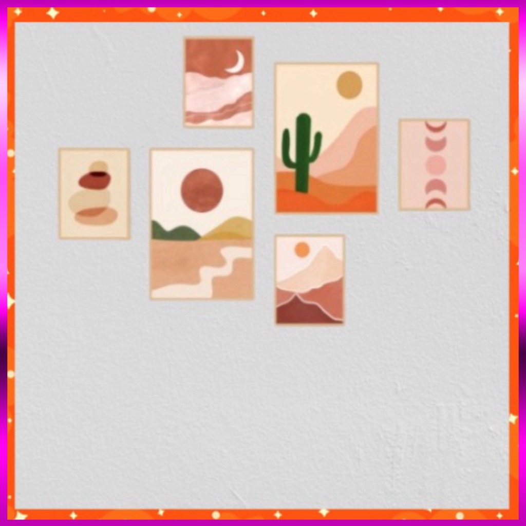 tranh treo tường tranh treo tường Set 6 tranh dán tường siêu nhẹ khổ lớn 30x40cm,chất liệu nhựa form