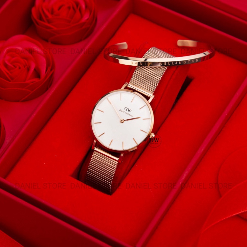 . [Chính Hãng - Ảnh Thật] Set Combo huê hồng DW - Petite Melrose White & vòng tay Classic - Luxe Watch Official . . | BigBuy360 - bigbuy360.vn