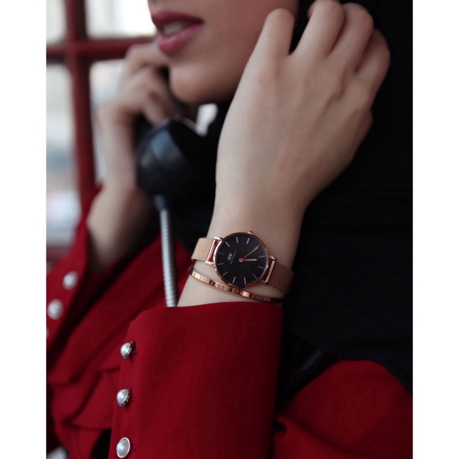 . [Chính Hãng - Ảnh Thật] Set Combo hoả hồng DW - Petite Melrose Black & vòng tay Classic - Luxe Watch Official . . | BigBuy360 - bigbuy360.vn