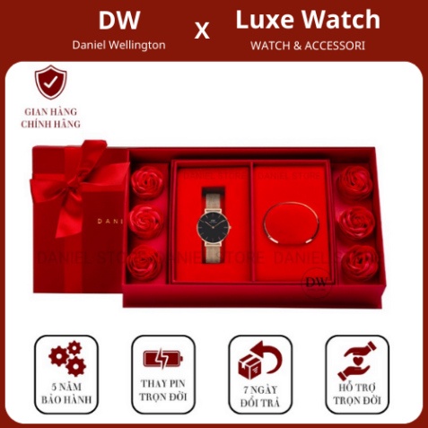 . [Chính Hãng - Ảnh Thật] Set Combo hoả hồng DW - Petite Melrose Black & vòng tay Classic - Luxe Watch Official . . | BigBuy360 - bigbuy360.vn