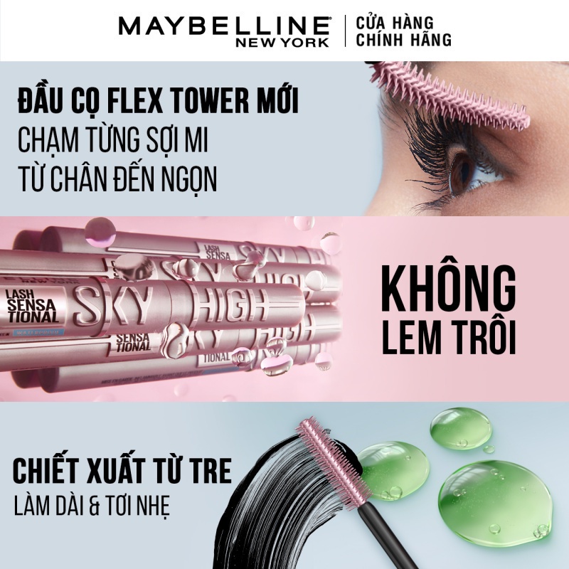 [Bộ Trang Điểm Mắt] Mascara Sky High Tơi Dài Mi Waterproof và Bút Kẻ Mắt Nước Siêu Sắc Mảnh Maybelline New York | BigBuy360 - bigbuy360.vn