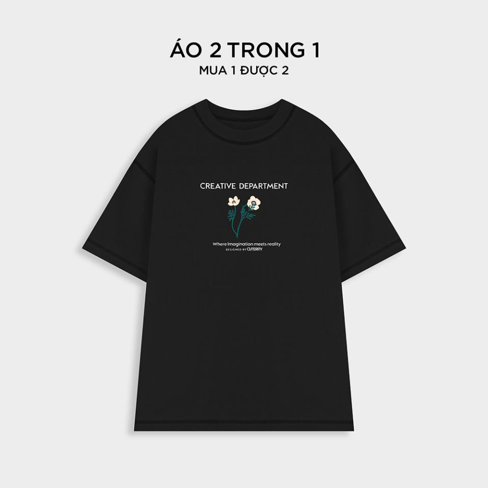 Áo thun 2 mặt nam nữ unisex Outerity Double Tee Collection - Flowers / Đen - ATO1018