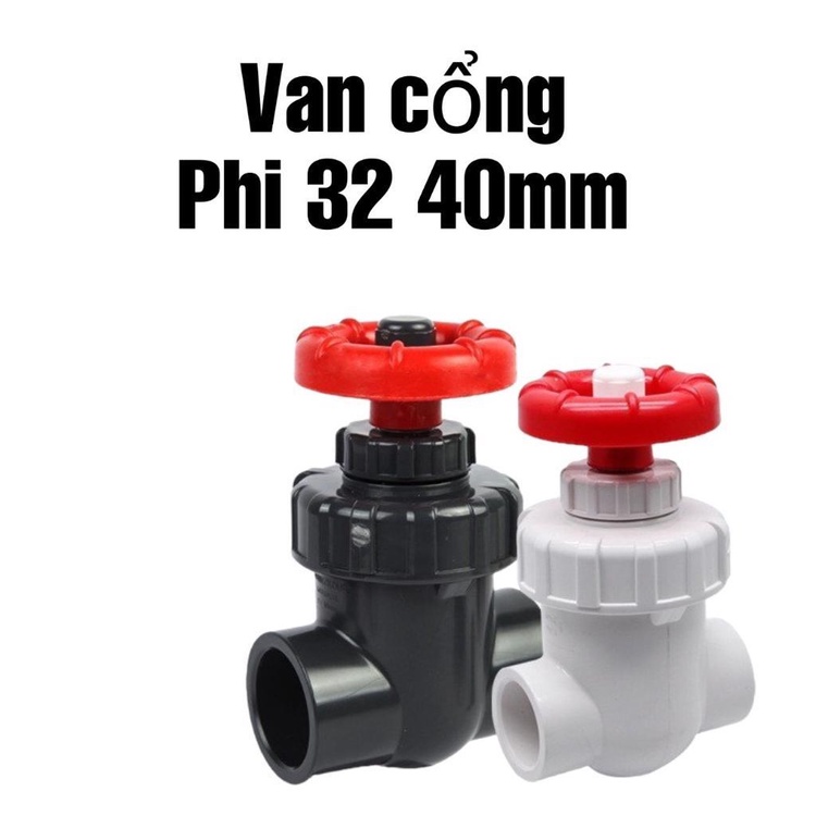 Van Cổng SanKing Phi 32 40mm Màu Trắng Và Đen Tay Cầm Đỏ