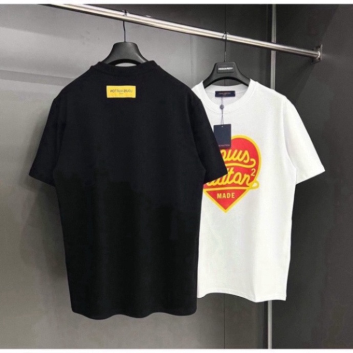 Áo thun nam nữ Louis Vuitton trái tim cổ tròn Áo Phông LV in hình thiết kế đẹp mắt trẻ trung năng động