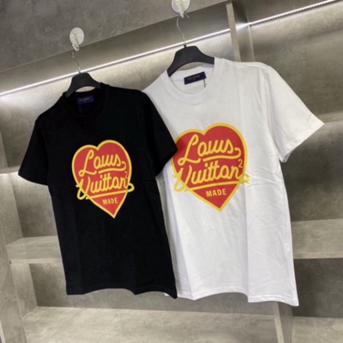 Áo thun nam nữ Louis Vuitton trái tim cổ tròn Áo Phông LV in hình thiết kế đẹp mắt trẻ trung năng động