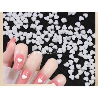Charm tim trắng mix 30 viên trang trí móng xinh