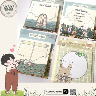 Giấy note ghi chú 60 tờ Cô bé và Thỏ có keo dán - WeeWoo Store
