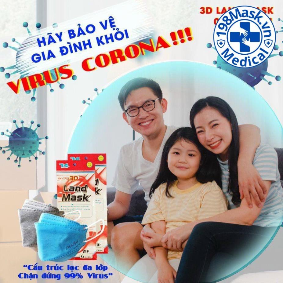 Thùng 300 Chiếc khẩu trang land mask chính hãng kháng khuẩn 4 lớp cao cấp